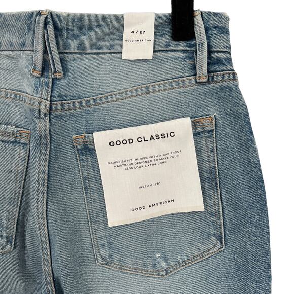 Good American Womens Good Classic Distressed Straight Leg Jeans Size 4 / 27 - Picture 9 of 13